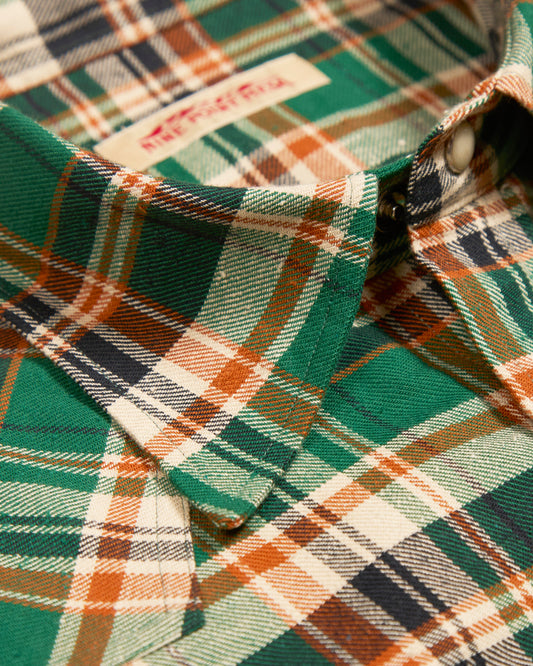 The Waylon Shirt - Green Cotton Nep Flannel