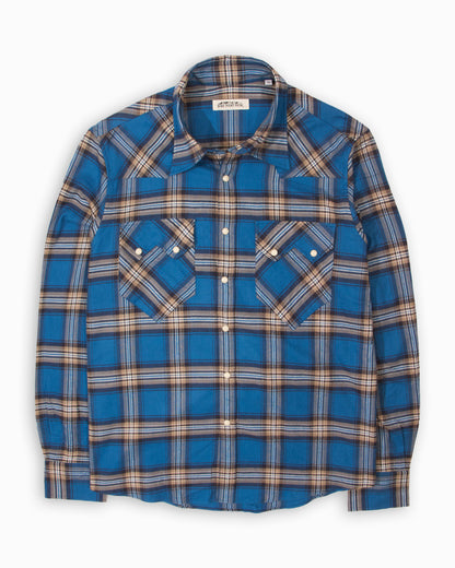 The Sawtooth Shirt - Electric Blue Plaid Brushed Cotton