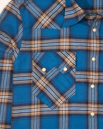 The Sawtooth Shirt - Electric Blue Plaid Brushed Cotton