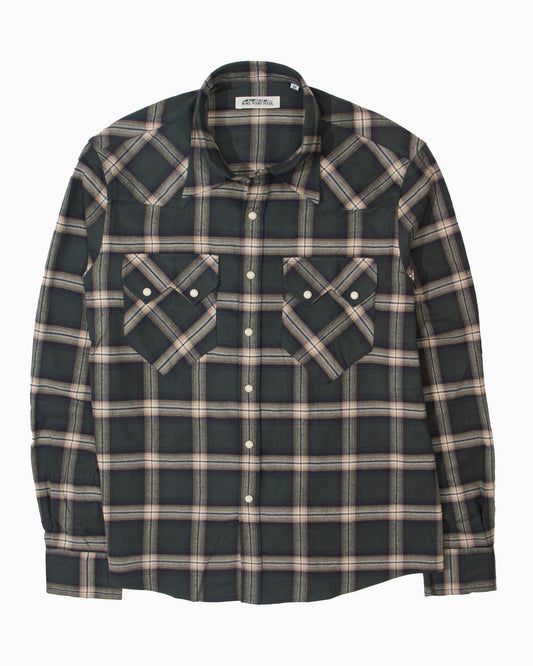 The Sawtooth Shirt - Pine Green Plaid Brushed Cotton