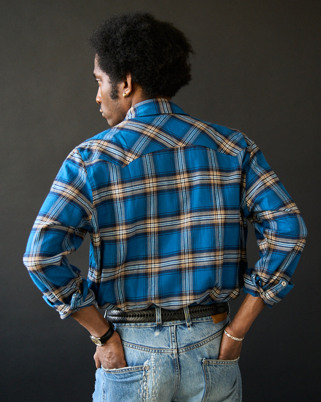 The Sawtooth Shirt - Electric Blue Plaid Brushed Cotton