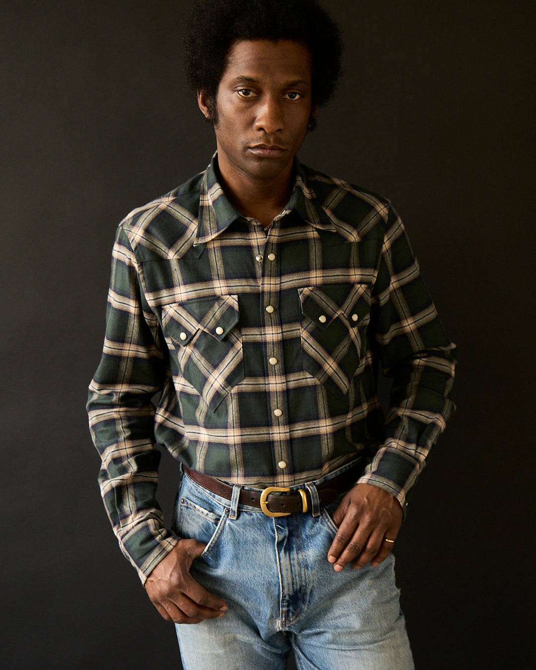The Sawtooth Shirt - Pine Green Plaid Brushed Cotton