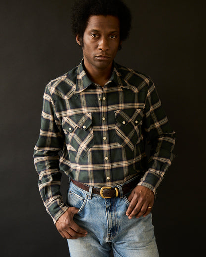 The Sawtooth Shirt - Pine Green Plaid Brushed Cotton