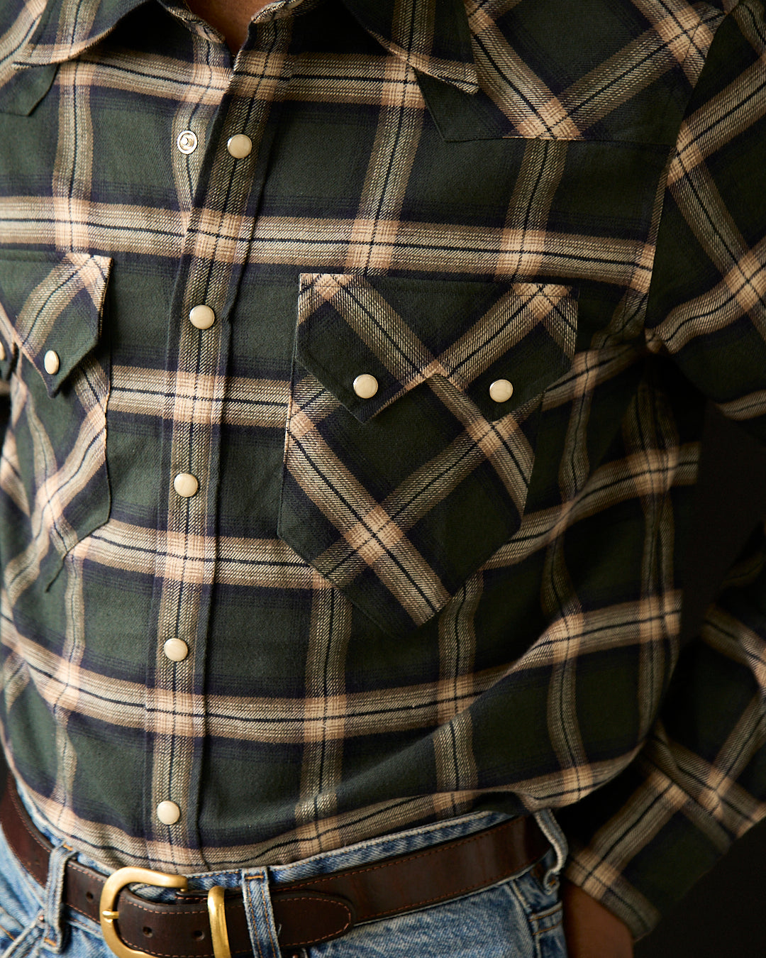 The Sawtooth Shirt - Pine Green Plaid Brushed Cotton