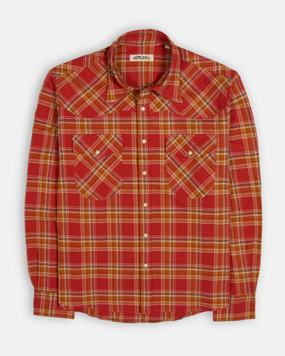 The Cattleman Shirt - Red Cotton Nep Flannel