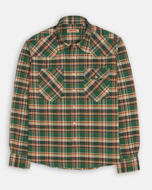 The Waylon Shirt - Green Cotton Nep Flannel