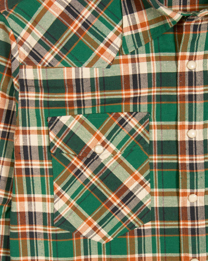 The Waylon Shirt - Green Cotton Nep Flannel